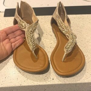 Gold Leaf Embellished Sandals